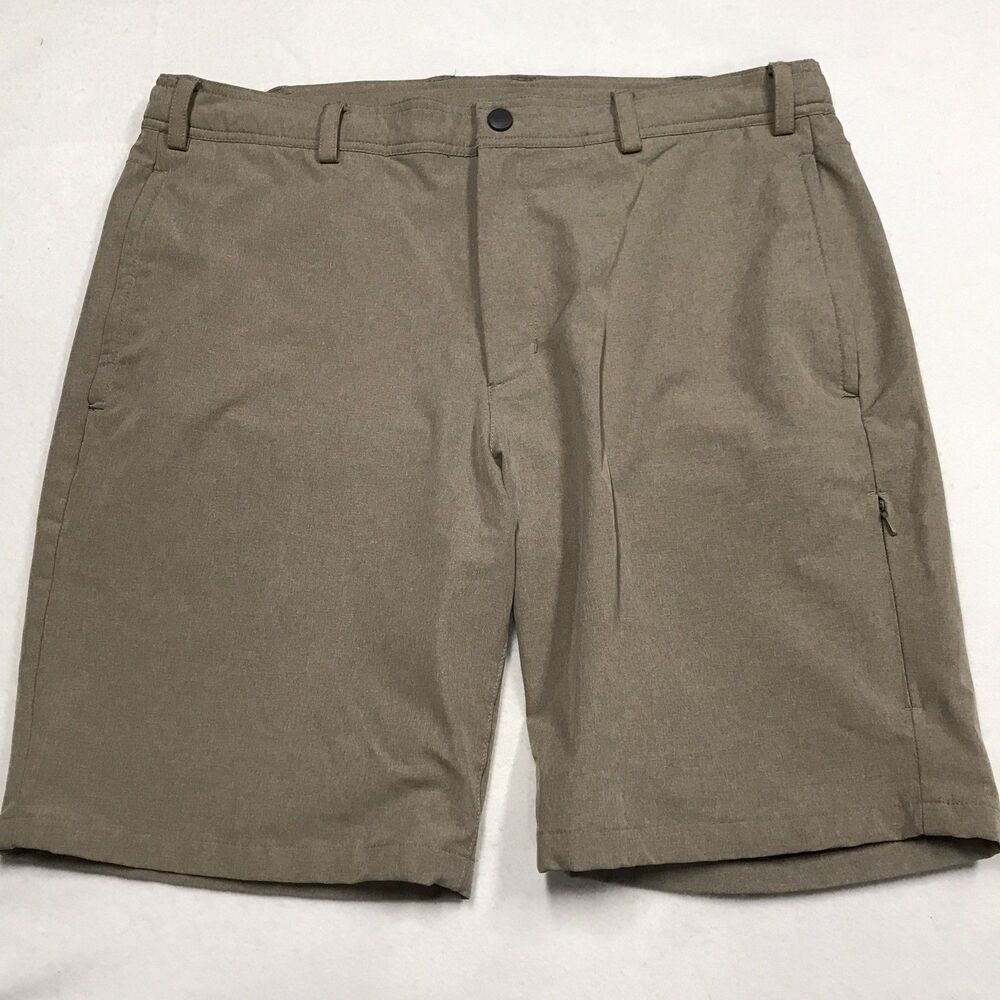MACK WELDON Radius Flex Shorts Men L 36W Beige Tan Stretch Flat Front